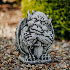 Statua da giardino Gargoyle con spada, H. 33 cm, 17 kg, Grigio, Statua in pie...
