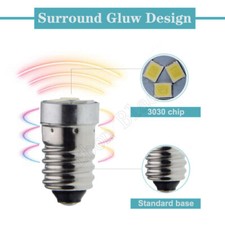 Weiß Schraubsockel E10 3SMD LED Verschraubte Glühbirne Fahrradlampe 3V//6V/12V