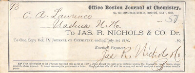 1869 BOSTON JOURNAL OF CHEMISTRY 50 CENTS