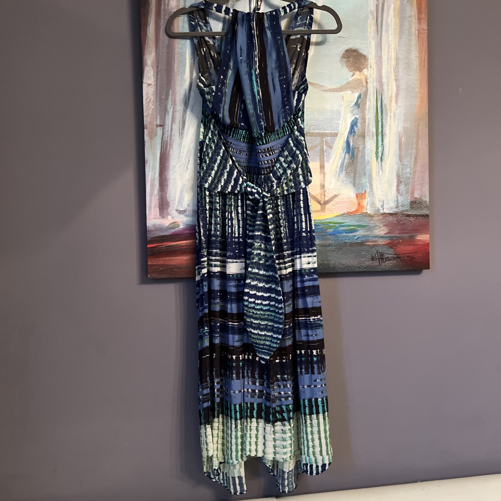 Ramy Brook XS-S Revolve Ella Dress VNeck Midi Sleeveless Blue Multicolor BohoEUC thumbnail 2