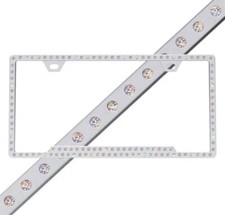 Slimline Chrome Ice Swarovski Crystal License Plate Frame - Ab