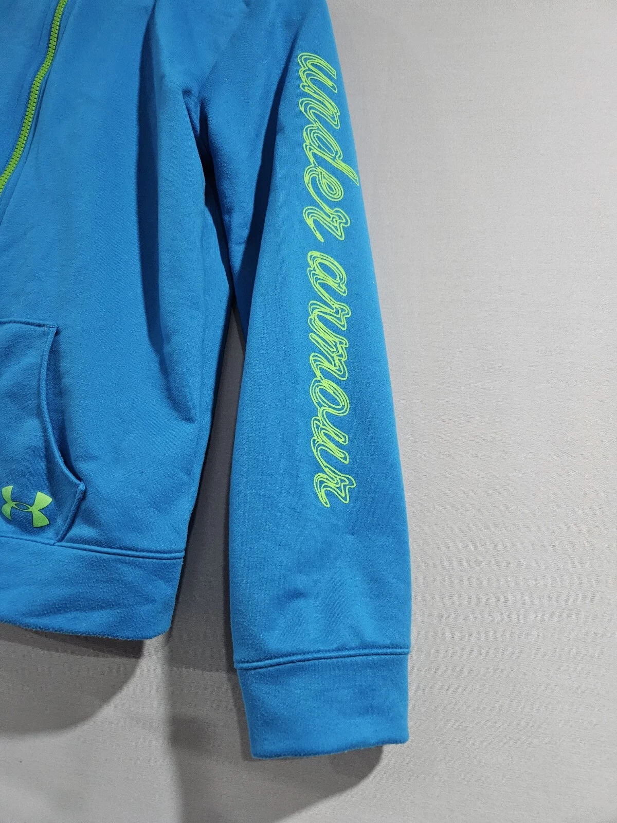 VETEMENTS Felpa con cappuccio Under Armour ragazza blu cerniera intera tutte le stagioni attrezzatura atletica taglia YLG