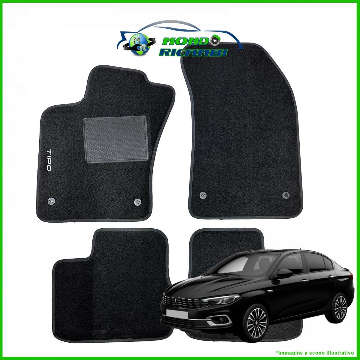 Tappetini Auto per Fiat Tipo 4 Porte 2015-2024 Moquette Nera Antiscivolo