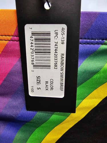 Jack Adams Men's Standard Rainbow Swim Brief Black Small - Picture 8 of 10