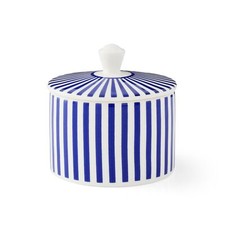 Spode Steccato Covered Sugar Bowl - 10 Ounce, Cobalt Blue Striped Design