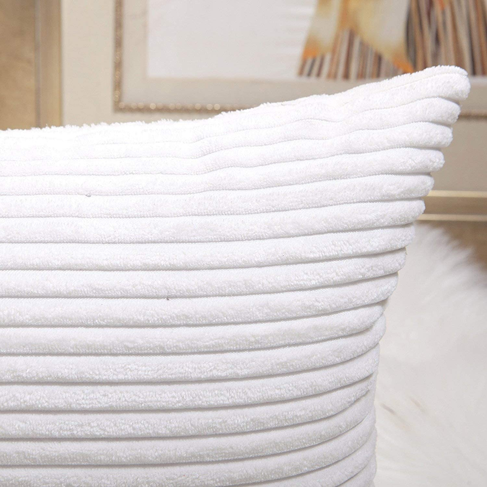 Striped Corduroy Pillow Cover 24X24 Euro Throw Pillow Sham Accent Couch