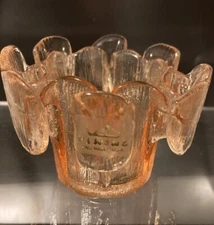 Viking Finnish Crown Vessel Votive Candle Holder w/sticker Rare Icy Peach Color