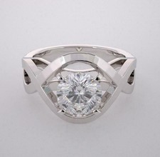 Solitaire White Round Cut 1.10 CT Simulated Sapphire Women's Engagement Ring