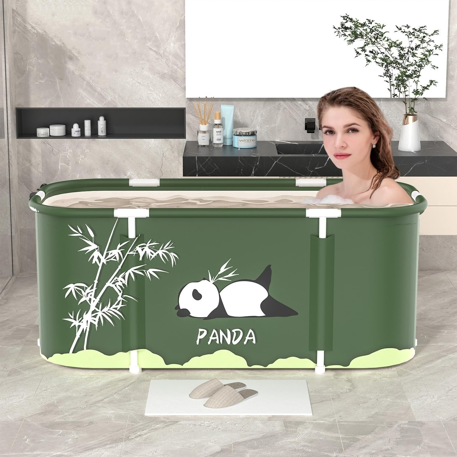 Portable Bathtub, Foldable Freestanding Ice Bath Tub for Adult, 45