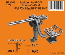 CMK P72002 1:72 Junkers Ju-87D/G 'Stuka' Gunner's Seat & MG 81Z Machine Gun 3D P