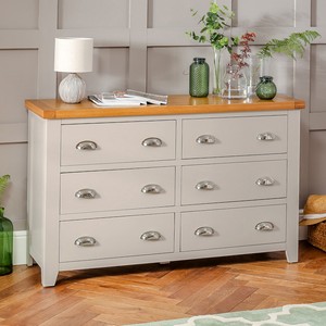 Downton Grey Painted Wide 6 Drawer Chest Bedroom Furniture Dt11 Brand New Ebay