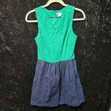 J. Crew Size XS Mini Sleeveless Fit & Flare Dress in Blue Green 