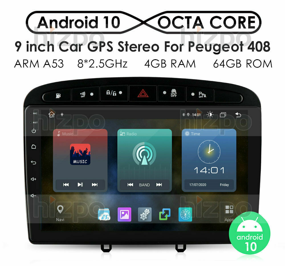 8-Core Android 10 Car Excellent Max 45% OFF GPS FM Radio player BT Peugeot Navi For 30