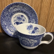 SPODE Georgian BLUE ROOM FLORAL Collection Cup & Saucer NEW NO BOX CIRCA 1830