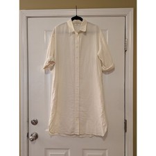 Uniqlo Rayon Linen Blend Long Button Down Shirt Dress- Size Small