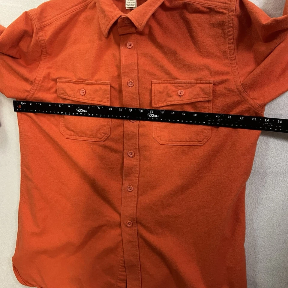 Camisa Gamuza LL BEAN Vintage Franela Naranja Brillante Para Hombre Grande Abotonada Caza Foto 4 de 4