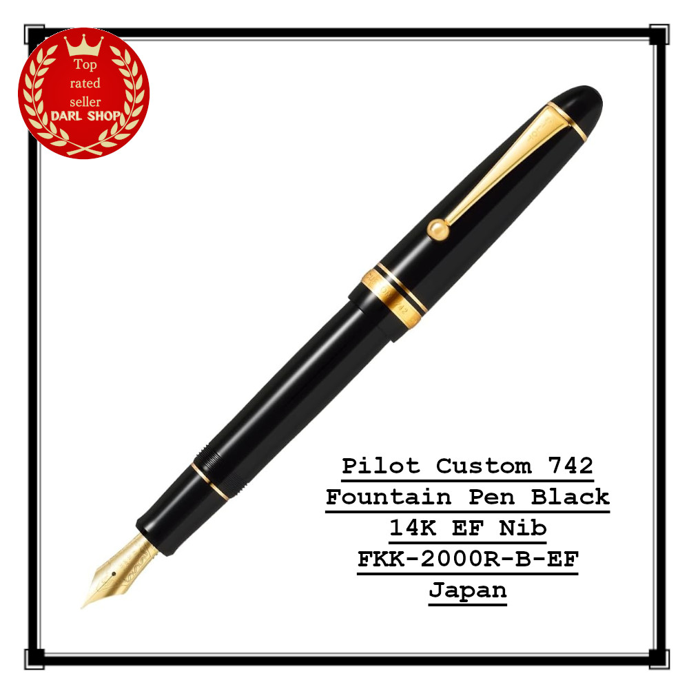 Pilot Custom 742 Fountain Pen Black 14K EF Nib FKK-2000R-B-EF Japan