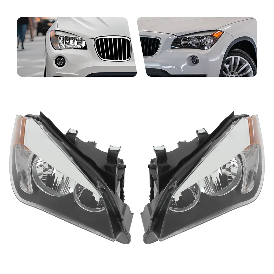 For 2013 2014 2015 BMW X1 Halogen Headlight Set Headlamp with Bulbs Right+Left Foto 2 de 4