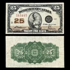 1923 Dominion Of Canada 25 Cents Shinplaster Old Banknote McCavour-Saunders VF