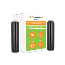 50 Rolls Machine Stretch Wrap, 20"x 5000' 63 Gauge Dark Black Pallet Shrink Flim