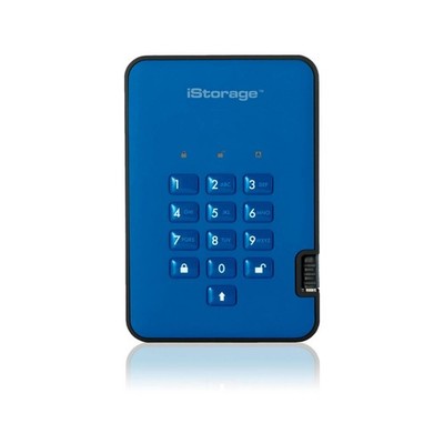 iStorage DiskAshur 1TB sichere tragbare Festplatte PIN geschützt blau (IS-DA2-256