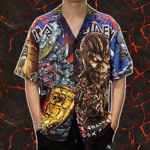 Iron Men Button-Up Short Sleeve Samurai Print Hawaiian Shirt