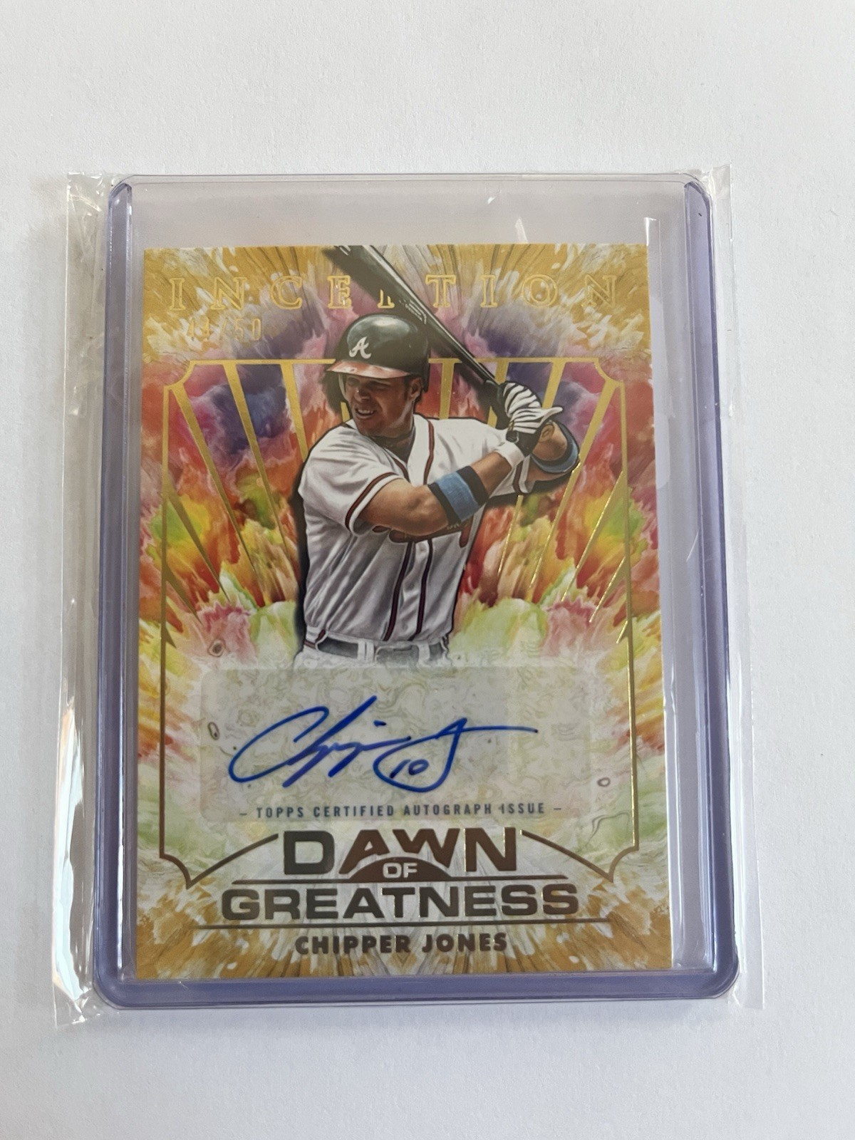 Topps Inception 2025 Chipper Jones Braves Dawn of Greatness Auto DOGA-CJ 44 /50