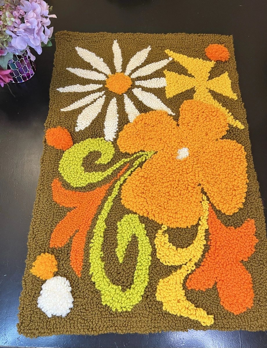 レア！60s〜70sアメリカアンティーク 多彩色ニットラグ USA