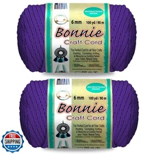 Pepperell Bonnie Braid Macrame Cord 6mm x 100 yd Purple 2-Pack Twisted