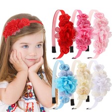 6 Pcs Flower Headbands for Girls - Colorful Floral Hair Hoops with Rose Chi...