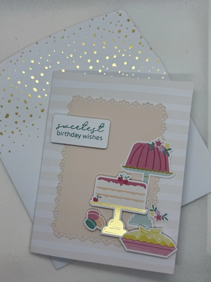 Stampin Up Handmade Birthday Card Sweet Cake Card With Envelope - Image 2 of 3