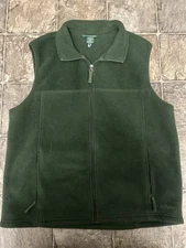 LL Bean Mountain Sherpa Fleece Full Zip Vest Men's Size Medium Regular Green