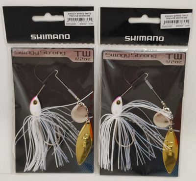 (2) Shimano Swagy Strong 1/2 oz Spinnerbait Fishing Lures Lot of 2 - White