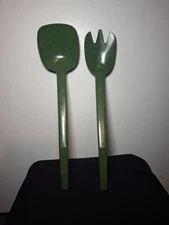Green Vintage Flintwood Spoon And Fork Salad Server Set