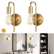 2x Retro LED Wall Lamp Metal Wall Light Indoor Gold Sconce Bedroom E27