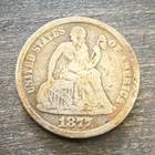 1877 CC Seated Liberty Dime 10C With Stars Silver Business Strike Circulated