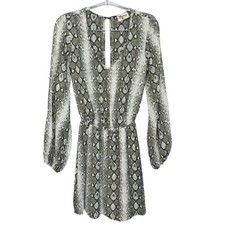 Show Me Your Mumu Womens Mini Dress XS Snake Print Long Sleeve Boho