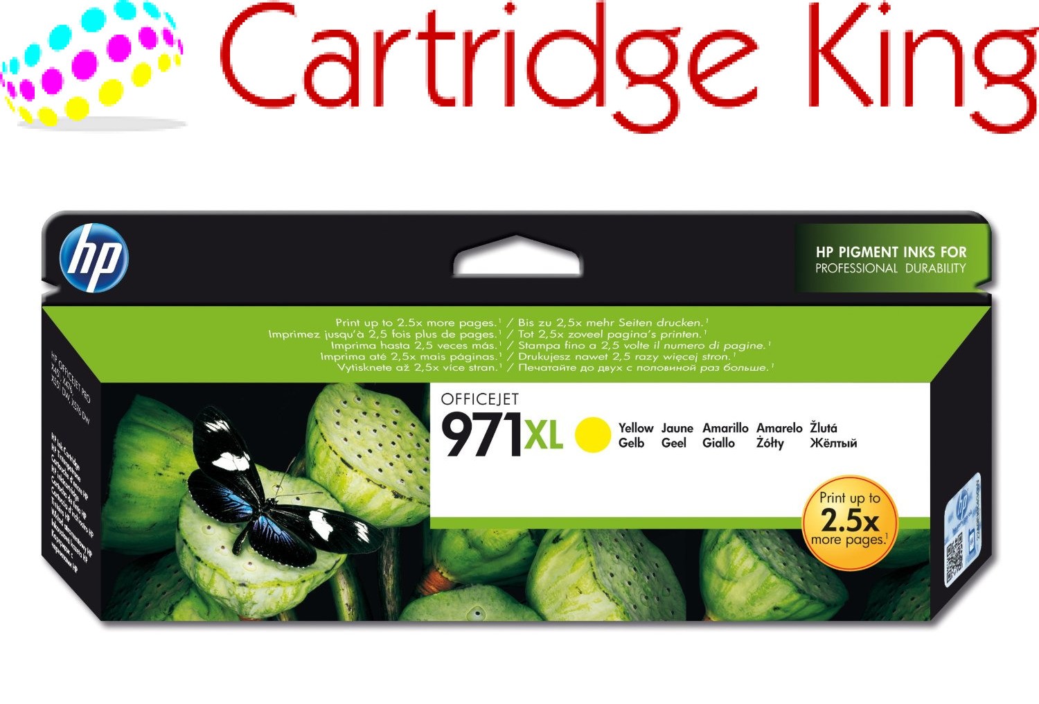 HP 971XL High Yield Yellow Original Ink Cartridge Page Yield 6600 (CN628AE)