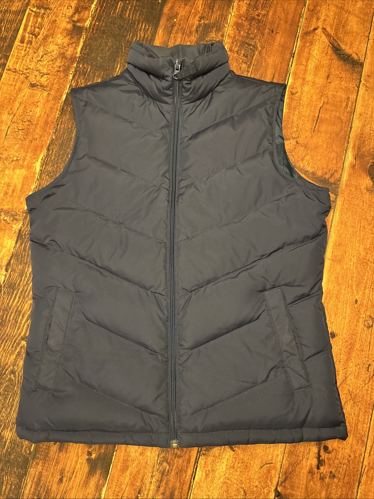 Women's LANDS' END Navy Herringbone Down Puffer Vest Size Small