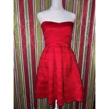Beautiful Women's Red Strapless Fit & Flare Cocktail Party Dress Knee Length