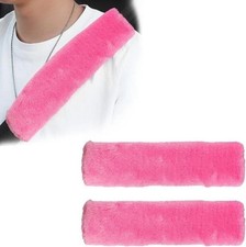 2PCS Soft Fluffy Plush Seat Belt Shoulder Pad Covers, Comfy Warm S Color: Pink