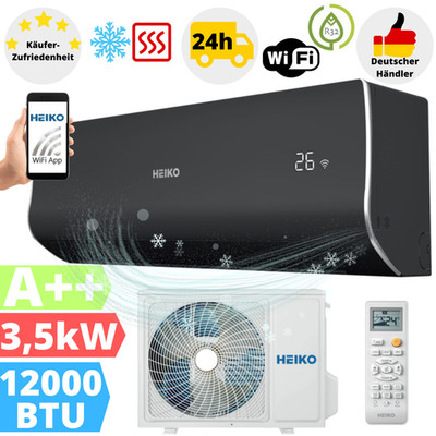 Split Klimaanlage 12000 BTU R32 Klimagerät Klima WLAN 3,5 kW Splitgerät Black