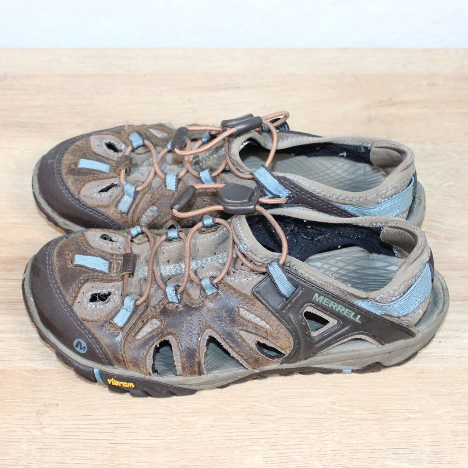 Merrell Brown Blue Hiking Sandals Women's Size – Vibram Trail