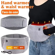 Electric 2 In 1 Heating Waist Belt Warm Pad USB Warmer Rechargeable Thermal
