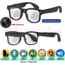 AI smart glasses with camera transition lenses for women with headphone