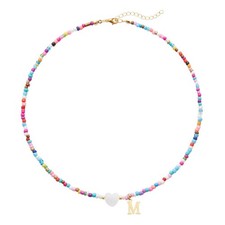 26 Letters A to Z Initial Necklace for Women Colorful Beaded Handmade Choker Rai