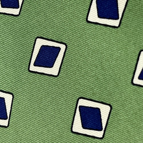 Brooks Brothers Tie Mens One Size Green Navy Blue Square Geometric Silk Makers - Bild 3 von 8