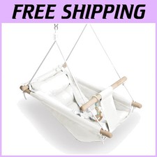 Baby Swing with 5-Point Harness - Indoor Outdoor, Beech Wood
