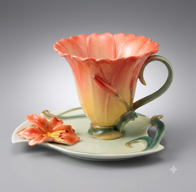 Rare Baymark Australia Stamped Franz Style Lily Teacup & Saucer Set - Limited Ed