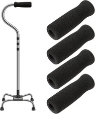 KALIONE 4 Pack Cane Grips - Black Foam Offset Handle Replacement for 